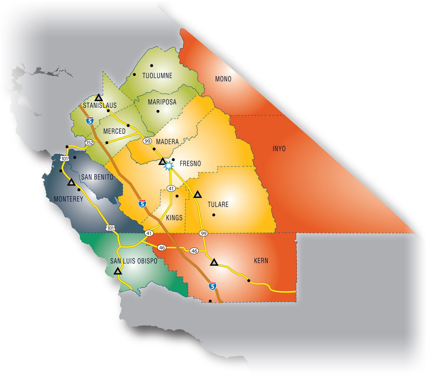 Map of Central California SBDC service centers